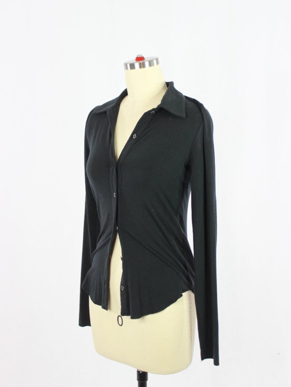 Aritzia WILFRED Pose Black Lyocell Jersey Button Front Shirt, Size XS - Picture 4 of 16